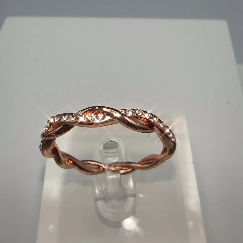 14K Gold Plated Rose Gold Tone Twisted Ring Womens 9.5 Fashion Jewelry